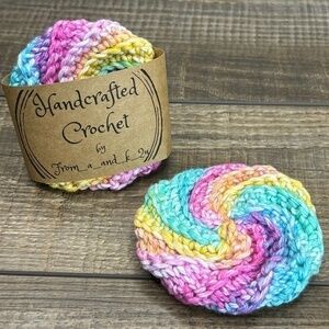 Handcrafted Crochet Spiral Tawashi Scrubbies Set Cotton Yarn Handmade Knit